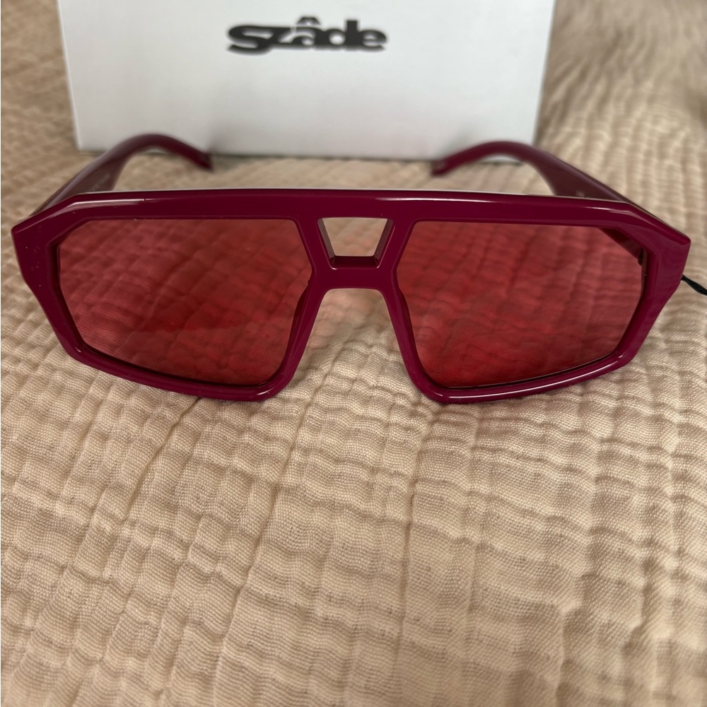 Szade Red Geometric Sunglasses NWT